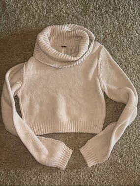 Cozy Cream Turtleneck Crop Sweater Free People